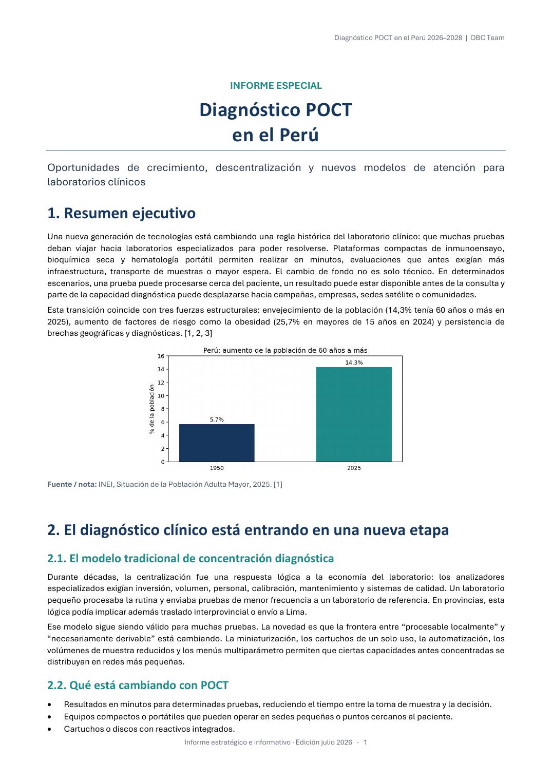 Portada del informe Diagnóstico POCT en el Perú 2026–2028 de OBC Team